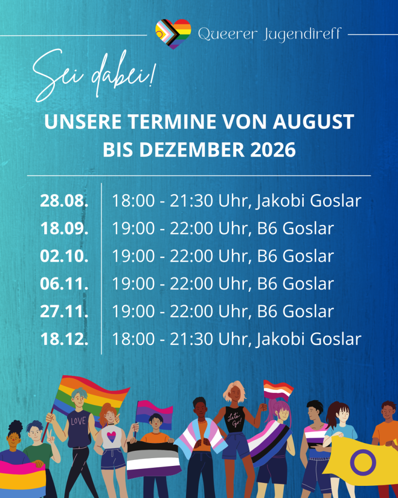 Termine des Queeren Jugendtreffs von August bis Dezember 2026