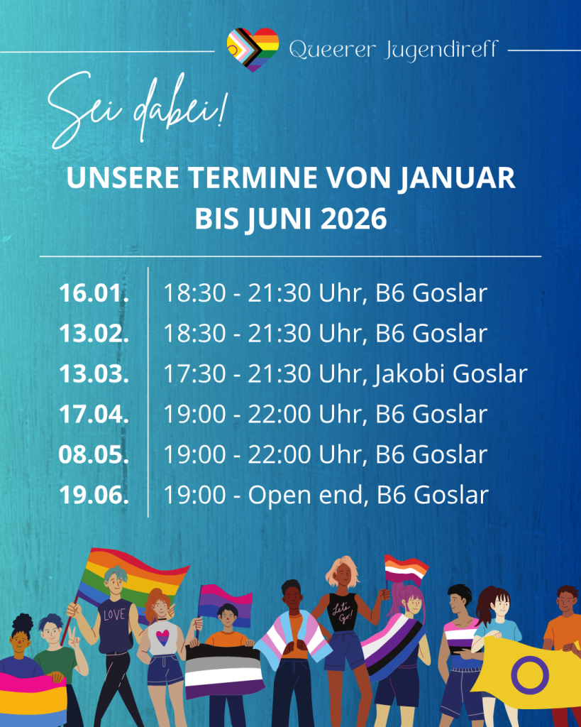 Queerer Jugendtreff Termine Januar bis Juni 2026